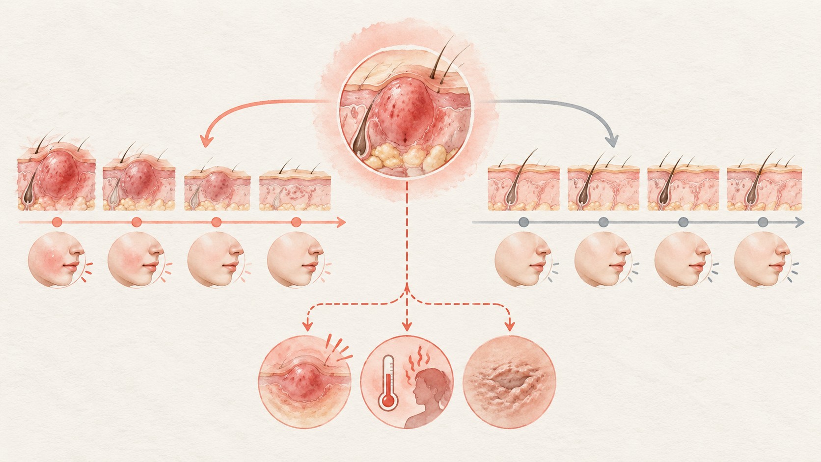 기존 깊은 결절의 감소와 새 결절 발생을 두 시간축으로 나눈 추상 임상노트