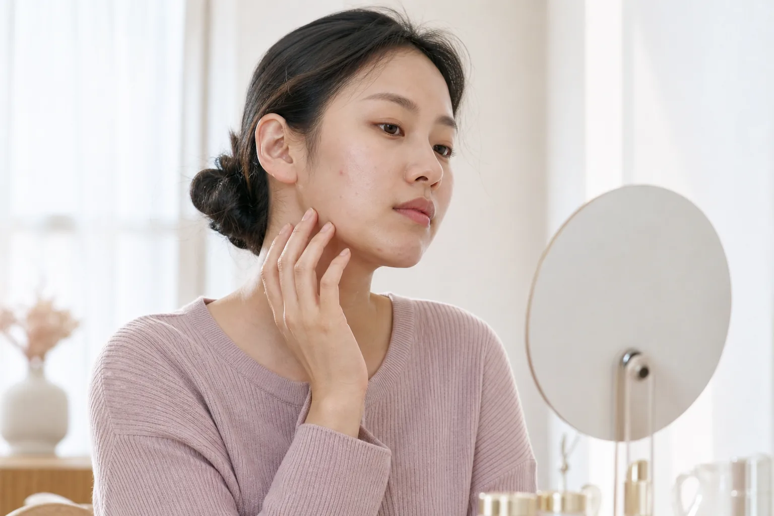 여드름클리닉 진료 주제를 표현한 자연스러운 장면